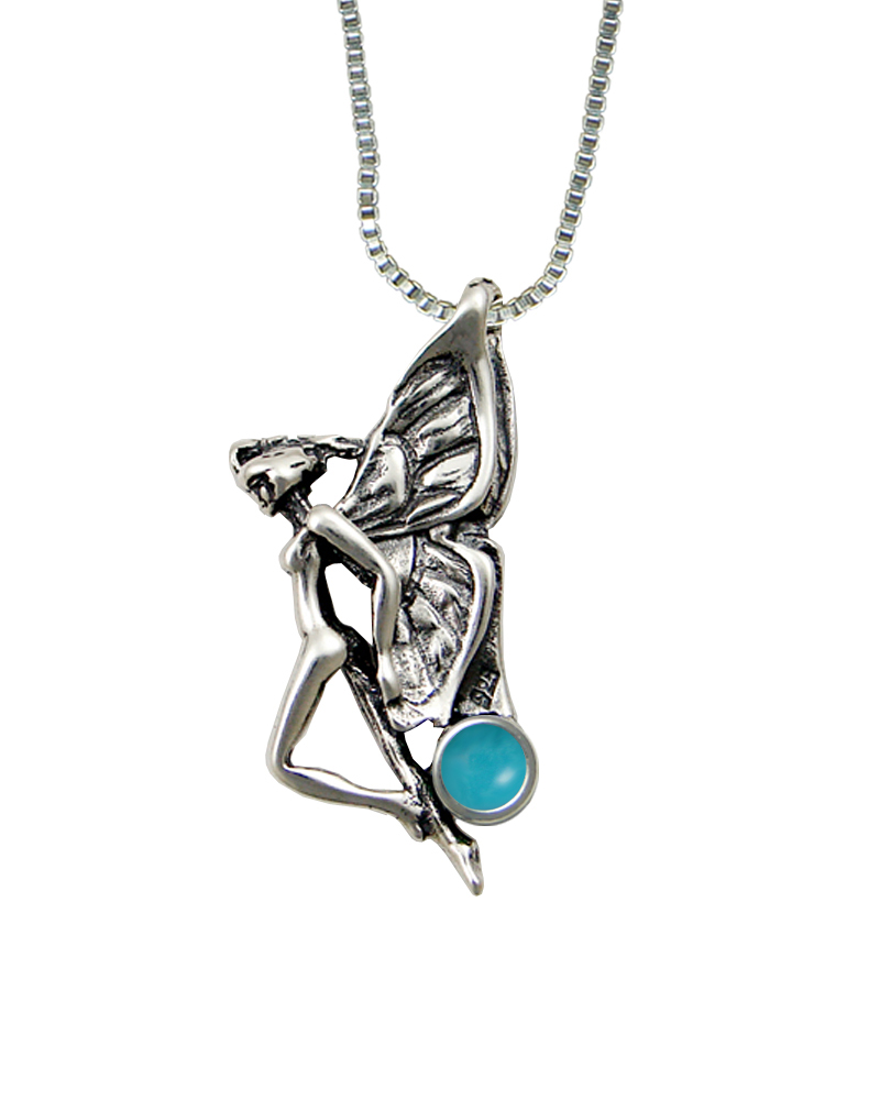 Sterling Silver Fairy of the Summer Sky Pendant With Turquoise